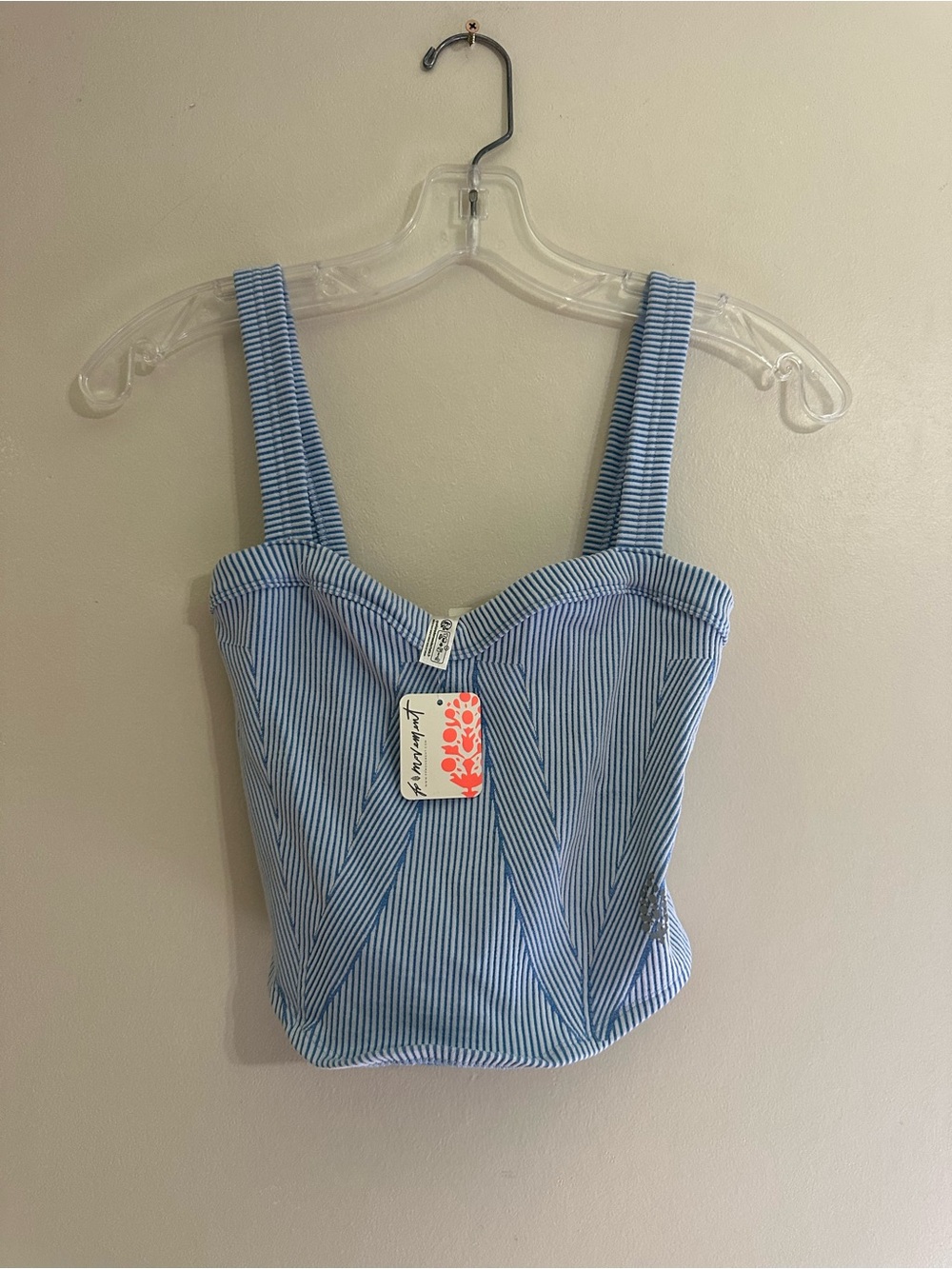 Blue Striped Bustier Tank Top - Unbranded